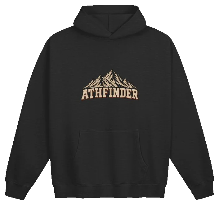 ATHFINDER Capable Hoodie in black with the small mountain wordmark on the chest