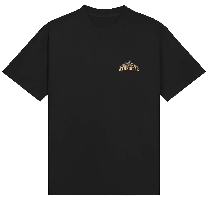 ATHFINDER Capable Tee in black with the small mountain wordmark on the chest