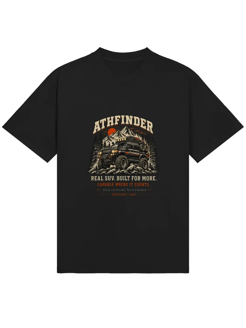 ATHFINDER Real SUV Tee in black with the full chest graphic