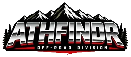 ATHFINDER Off-Road Division chrome mountain wordmark sticker